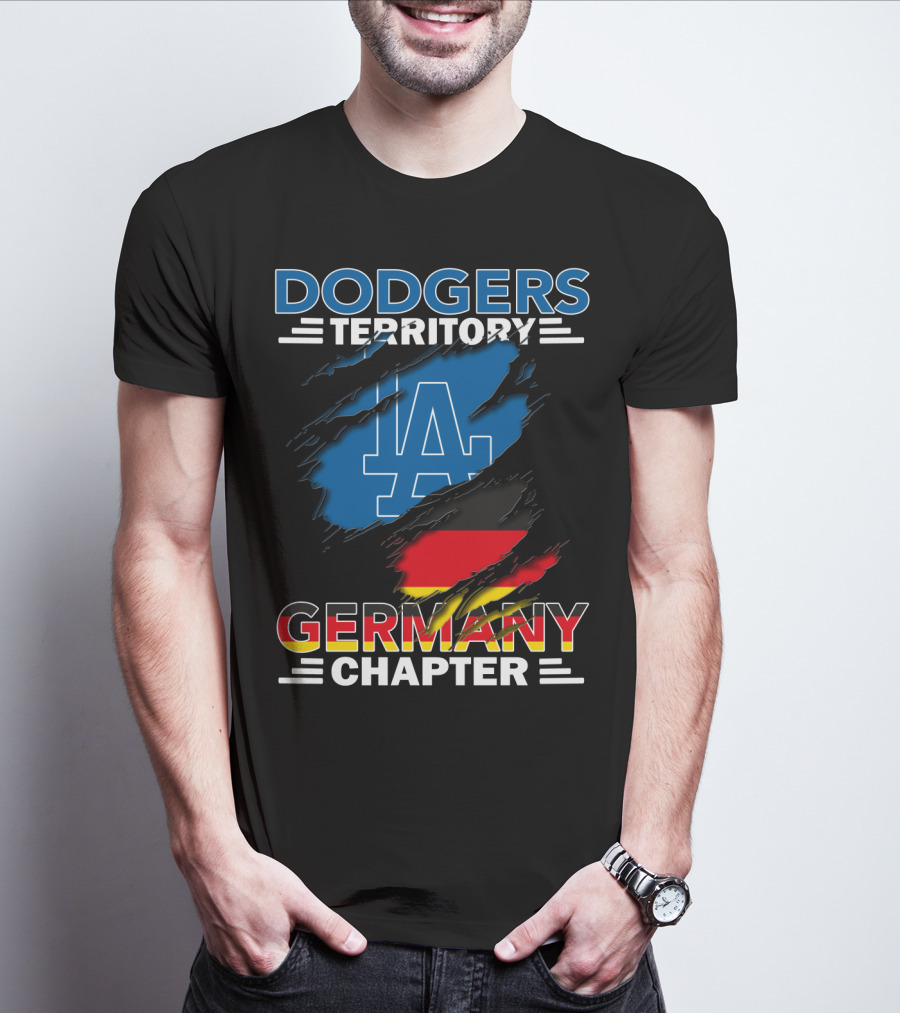 Dodgers Territory Germany Chapter LA Logo And German Flag T-Shirt