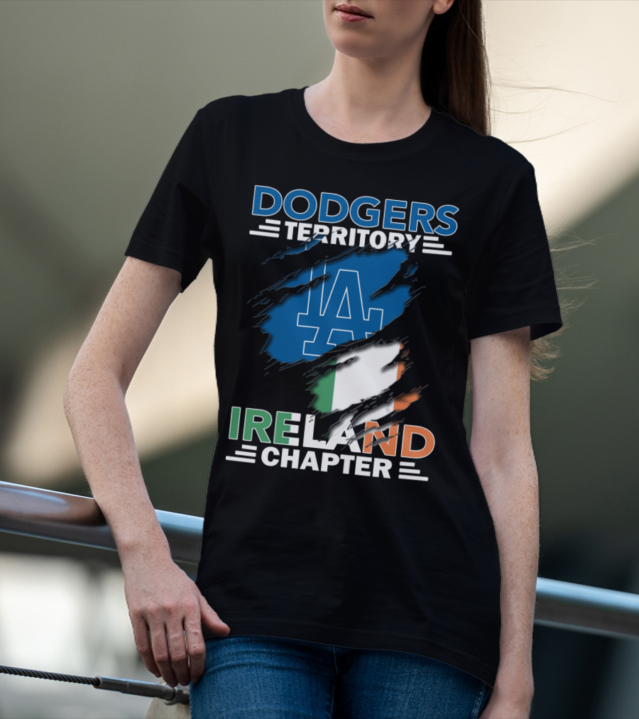 Dodgers Territory LA Logo Ireland Chapter Irish Flag T-Shirt