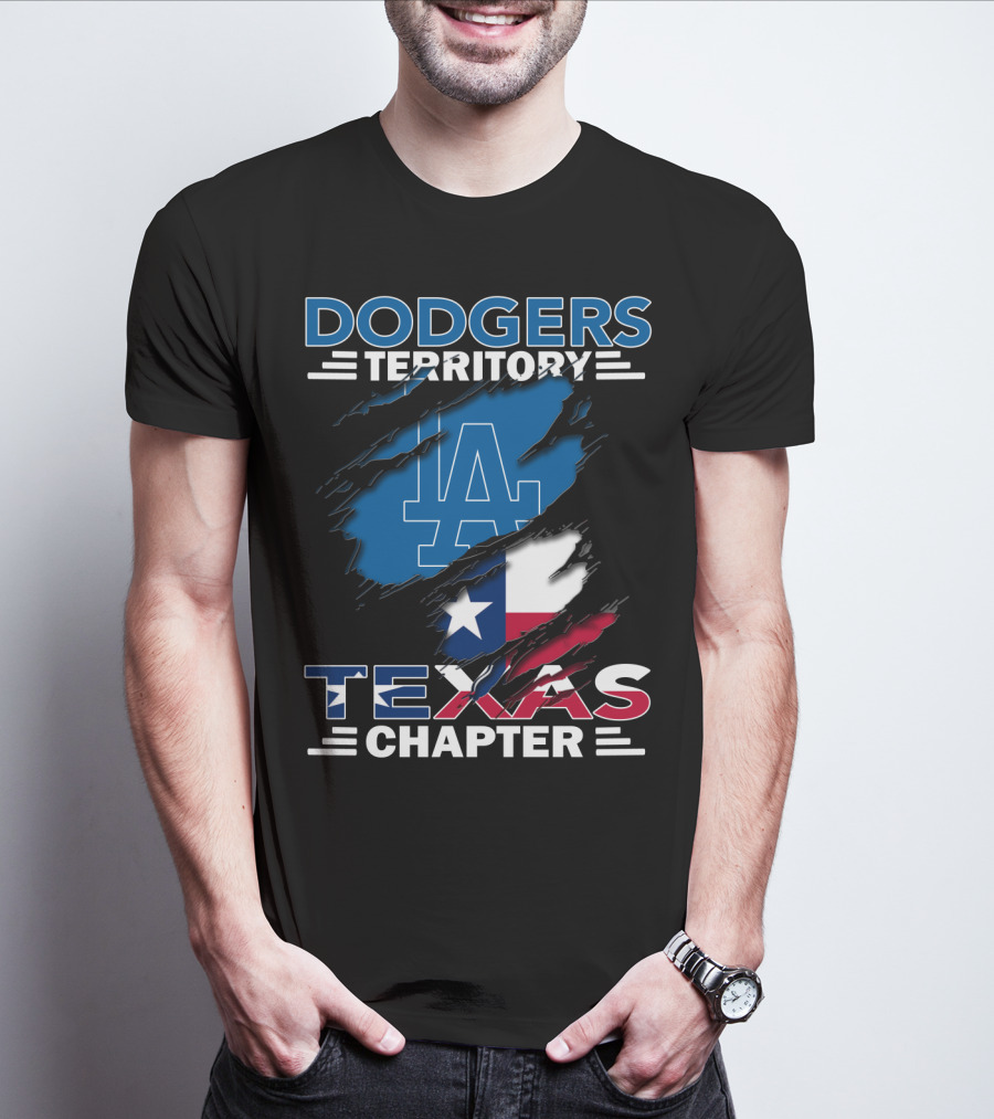 Dodgers Territory Texas Chapter LA Logo Texas Flag T-Shirt