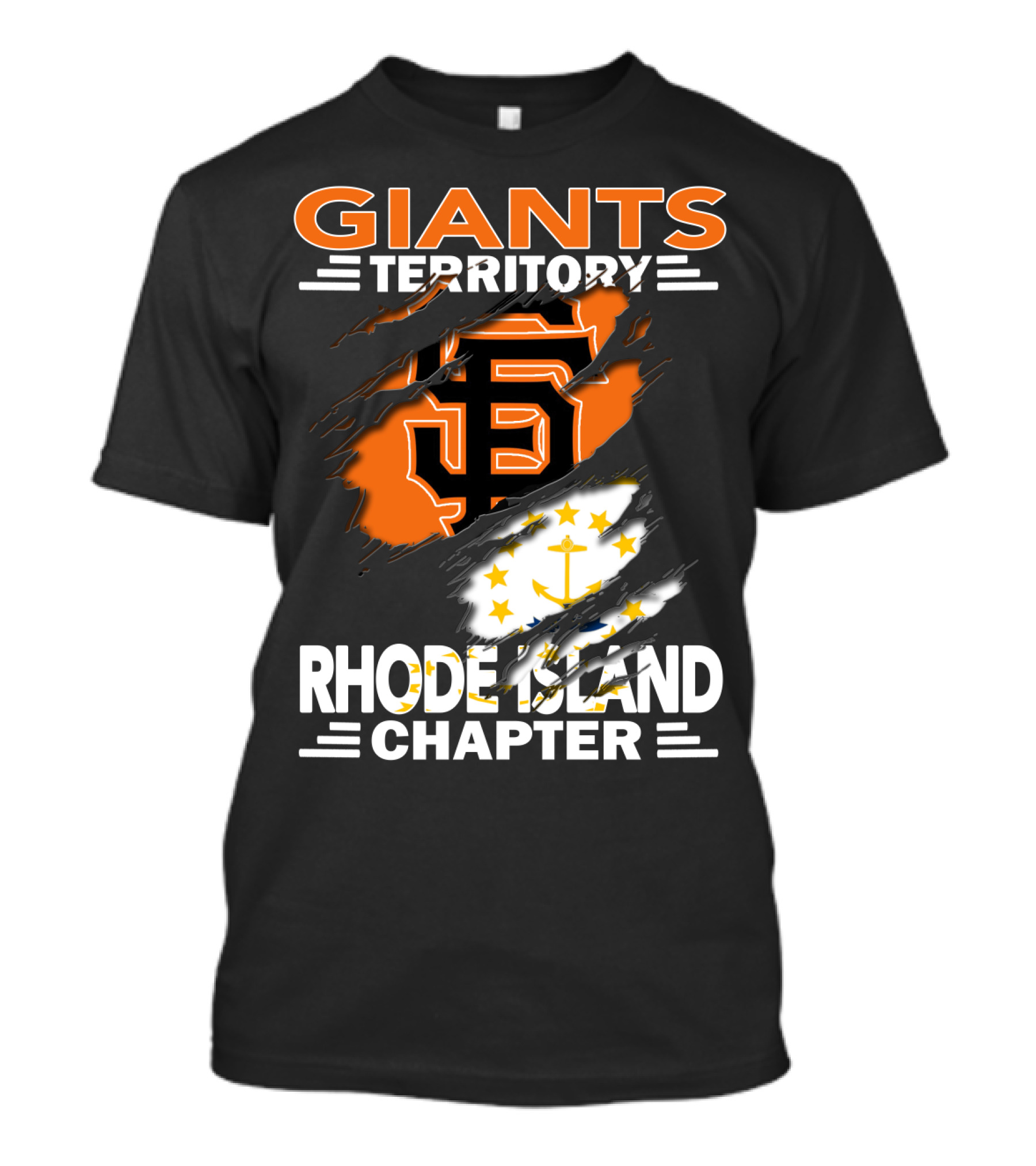 Giants Territory Rhode Island Chapter SF Logo And State Flag Elements T-Shirt