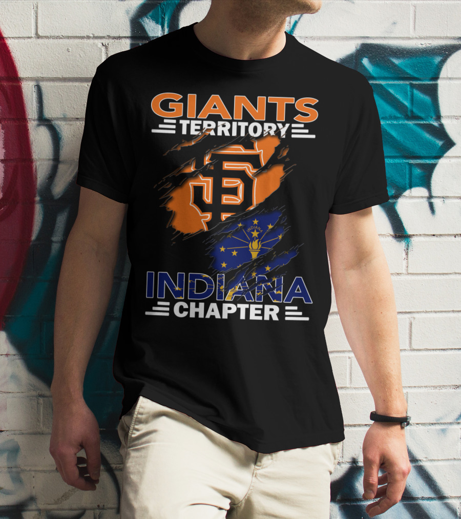 Giants Territory Indiana Chapter Sf Logo And Indiana Flag T-Shirt