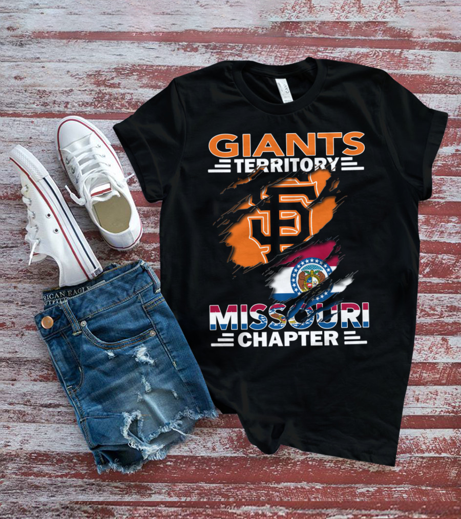 Giants Territory Missouri Chapter Sf Logo American Flag T-Shirt