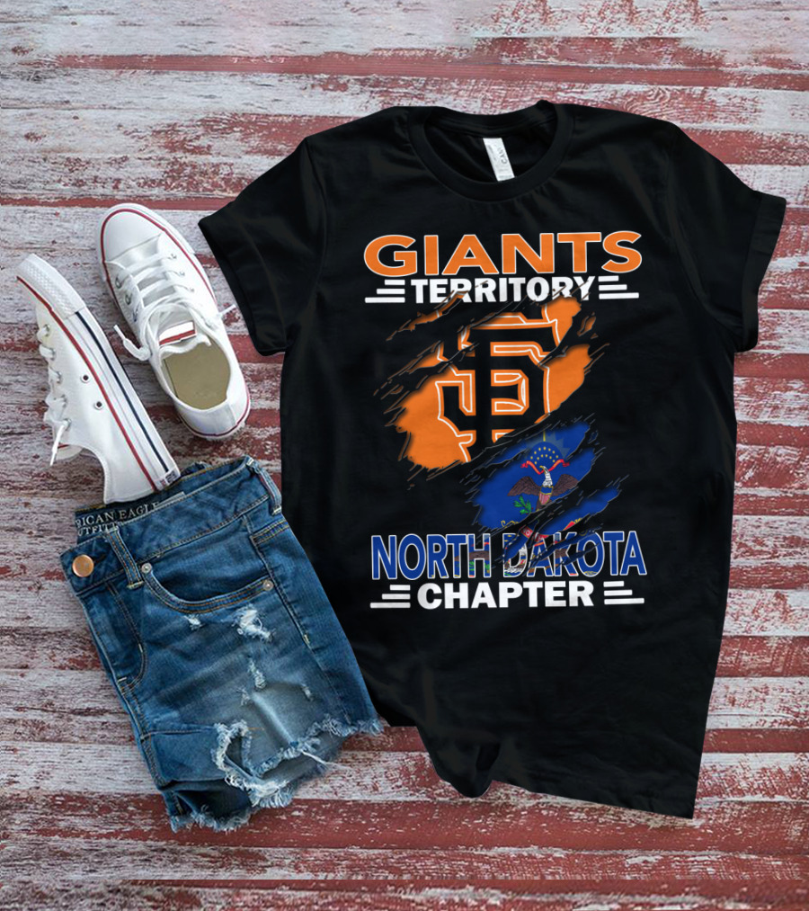 Giants Territory North Dakota Chapter Sf Logo And State Flag T-Shirt