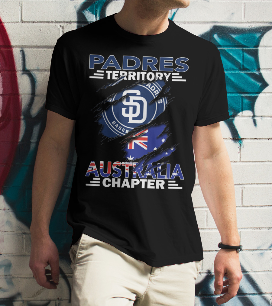 Padres Territory Australia Chapter San Diego Baseball Logo Australian Flag T-Shirt