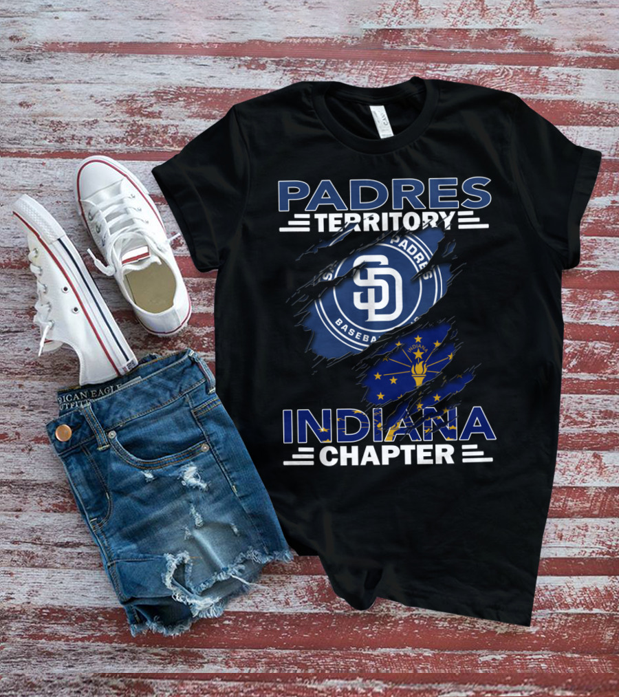 Padres Territory Indiana Chapter San Diego Baseball Indiana Flag T-Shirt