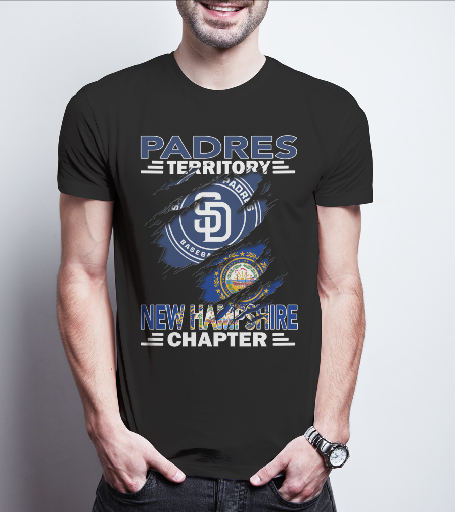 Padres Territory New Hampshire Chapter San Diego Padres Baseball Logo New Hampshire Flag T-Shirt