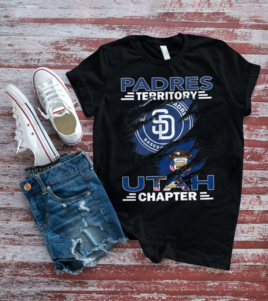 Padres Territory Utah Chapter San Diego Padres Baseball Utah State Flag Integration T-Shirt
