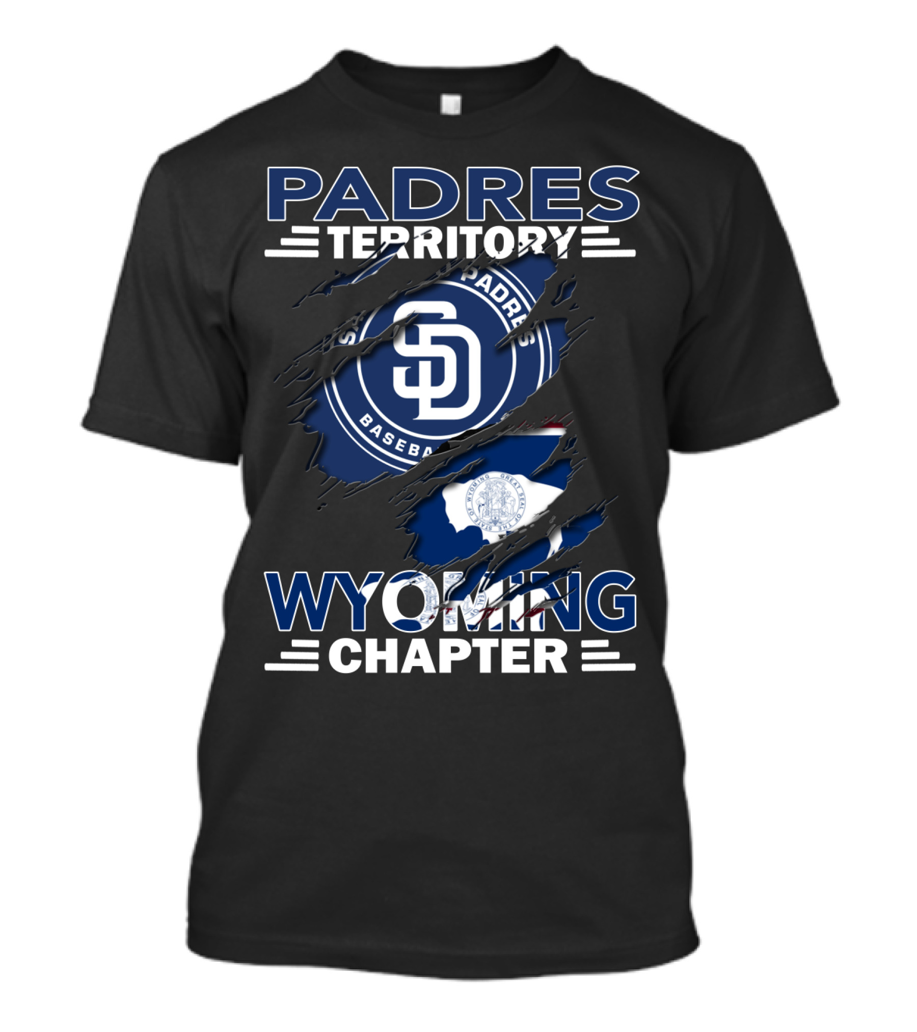 Padres Territory Wyoming Chapter San Diego Padres Baseball Logo With Wyoming State Flag T-Shirt