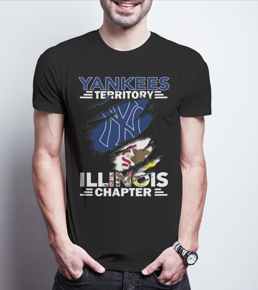 Yankees Territory Illinois Chapter Yankees Logo Illinois Flag T-Shirt