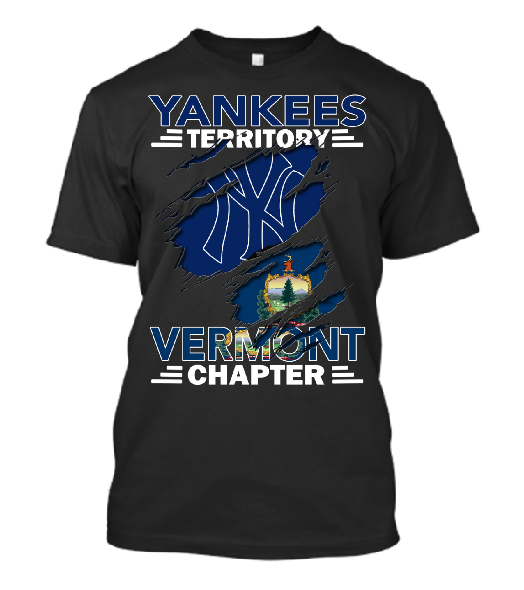 Yankees Territory Vermont Chapter Logo With New York Symbol And State Emblem T-Shirt