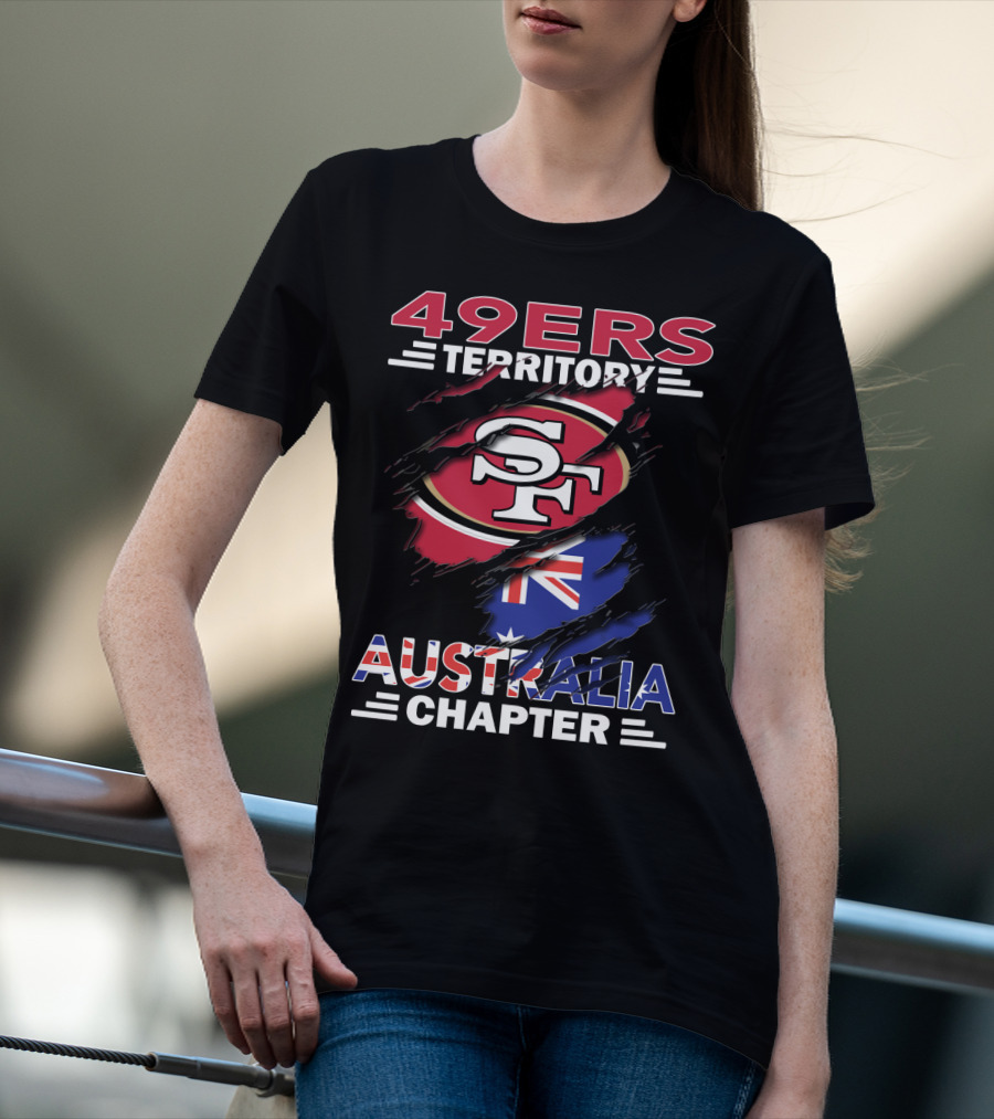 49ers Territory Australia Chapter SF Logo With Australian Flag Background T-Shirt