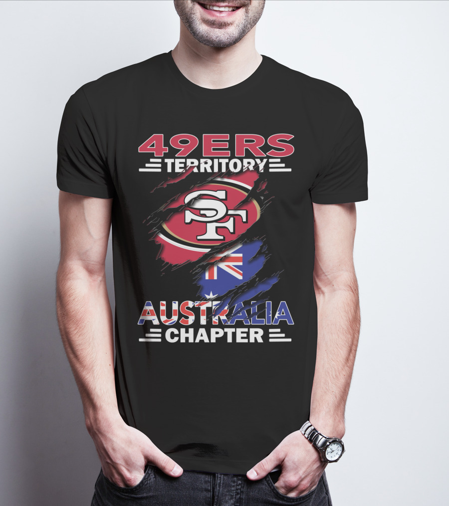 49ers Territory Australia Chapter SF Logo With Australian Flag Background T-Shirt