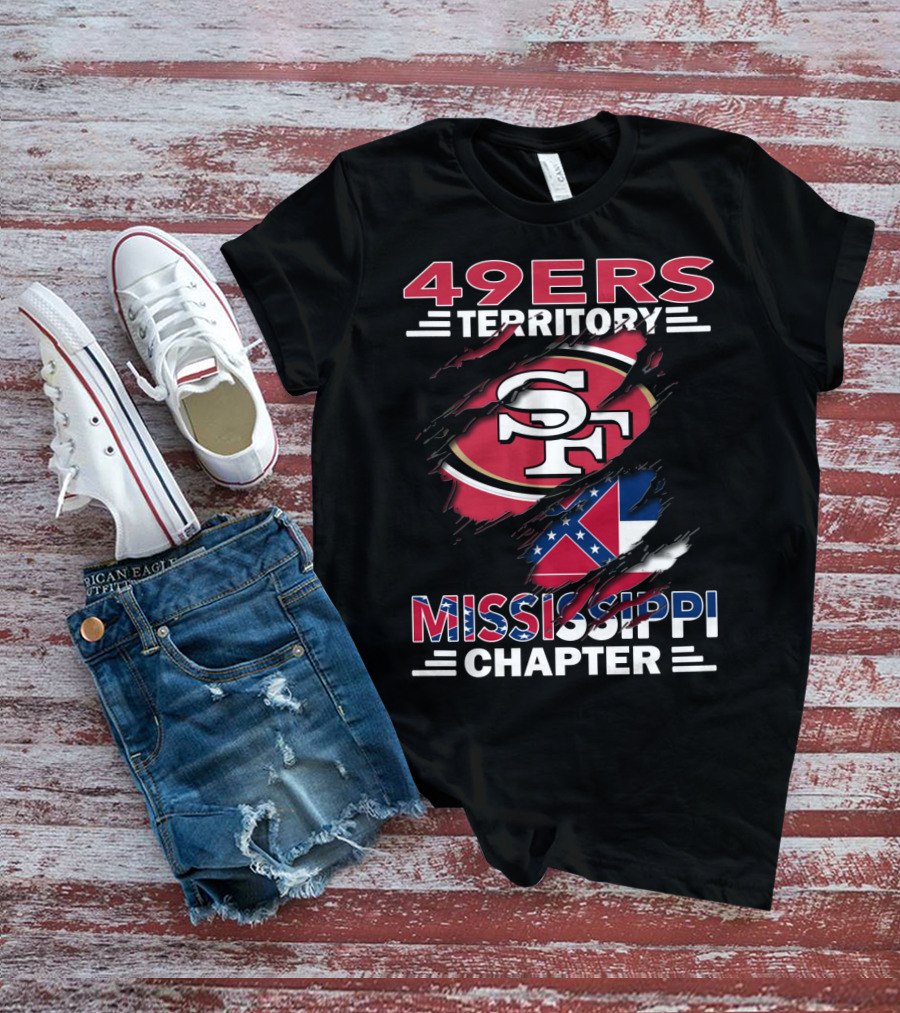 49ers Territory Mississippi Chapter SF Logo And Flag T-Shirt