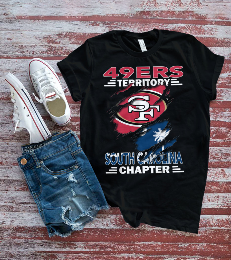 49ers Territory South Carolina Chapter SF Logo Palmetto Flag T-Shirt