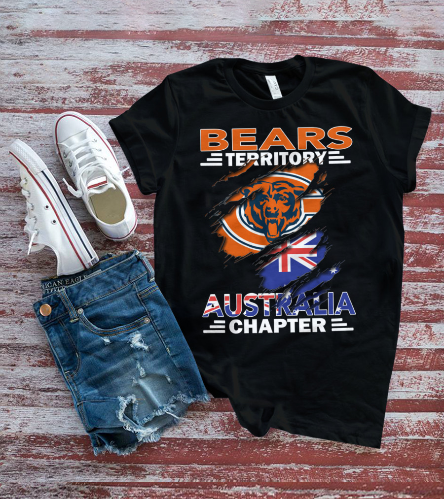 BEARS TERRITORY AUSTRALIA CHAPTER CHICAGO BEARS AUSTRALIAN FLAG SCRATCH T-Shirt