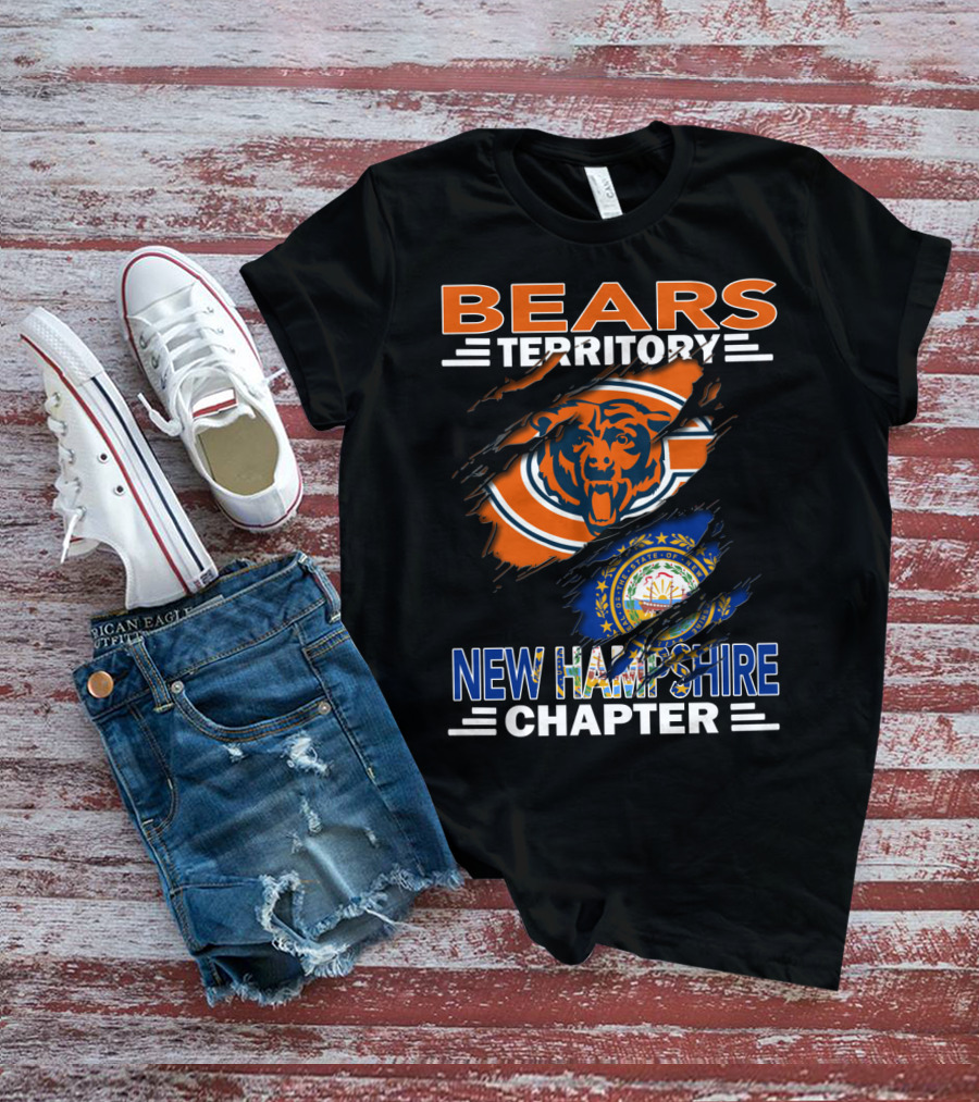 Bears Territory New Hampshire Chapter Chicago Bears Logo New Hampshire State Flag T-Shirt