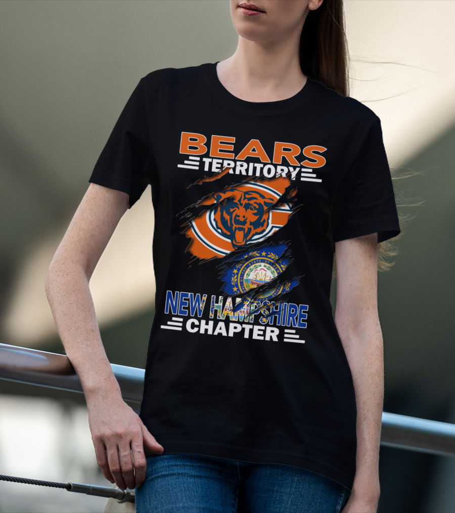 Bears Territory New Hampshire Chapter Chicago Bears Logo New Hampshire State Flag T-Shirt