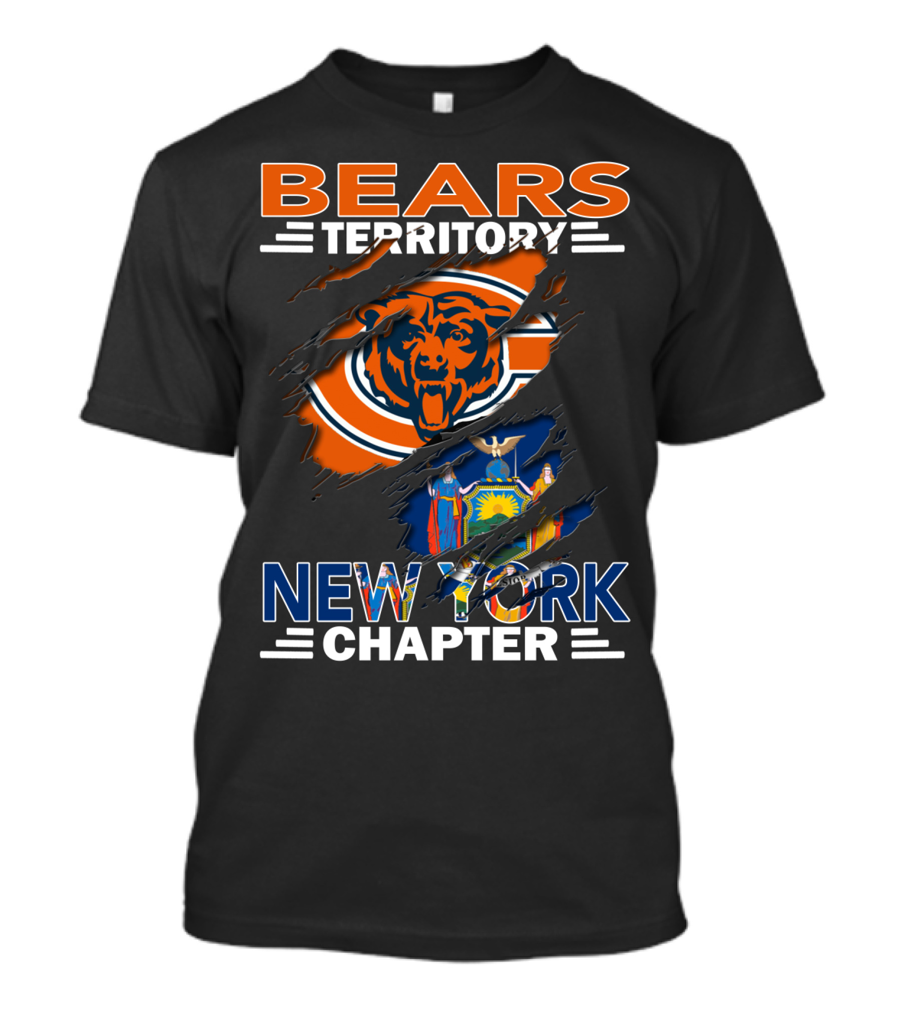 Bears Territory New York Chapter Flag And Logo Fusion T-Shirt