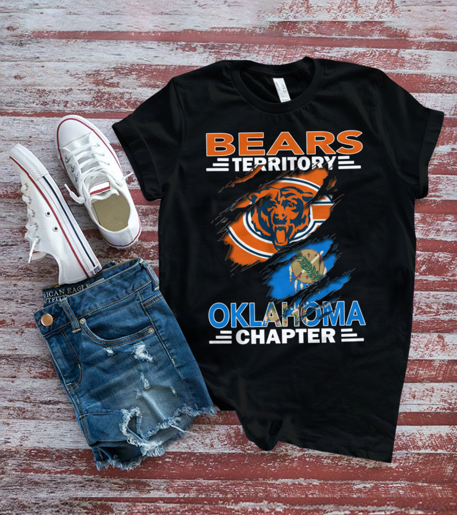 Bears Territory Oklahoma Chapter Chicago Bears Logo With State Flag Background T-Shirt