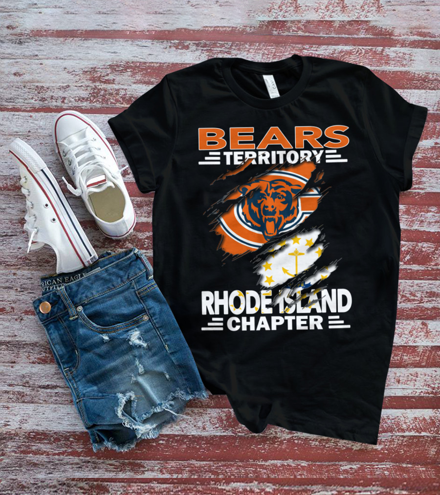 Bears Territory Rhode Island Chapter Chicago Bears Logo And Rhode Island Flag T-Shirt