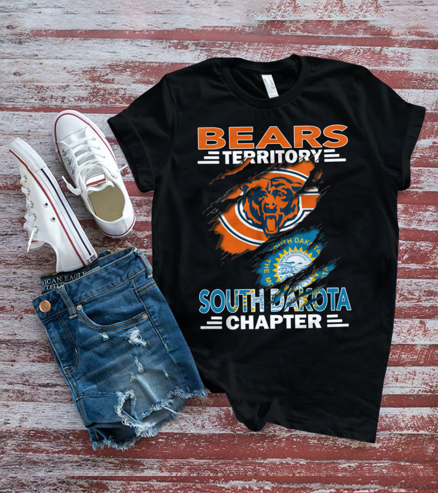 Bears Territory South Dakota Chapter Logo With Chicago Bears And State Emblem T-Shirt