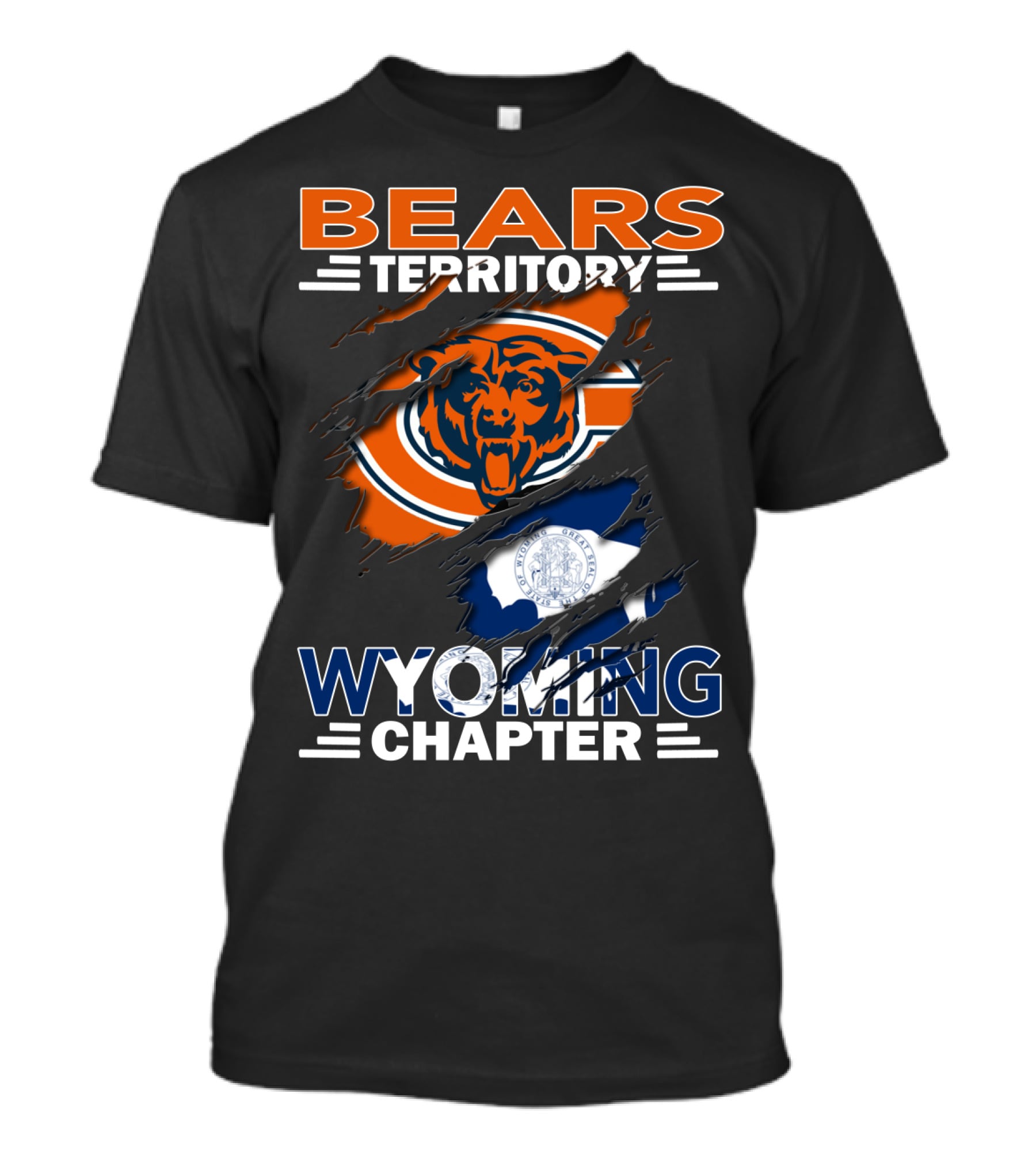 Bears Territory Wyoming Chapter Chicago Bears Logo Wyoming Flag T-Shirt