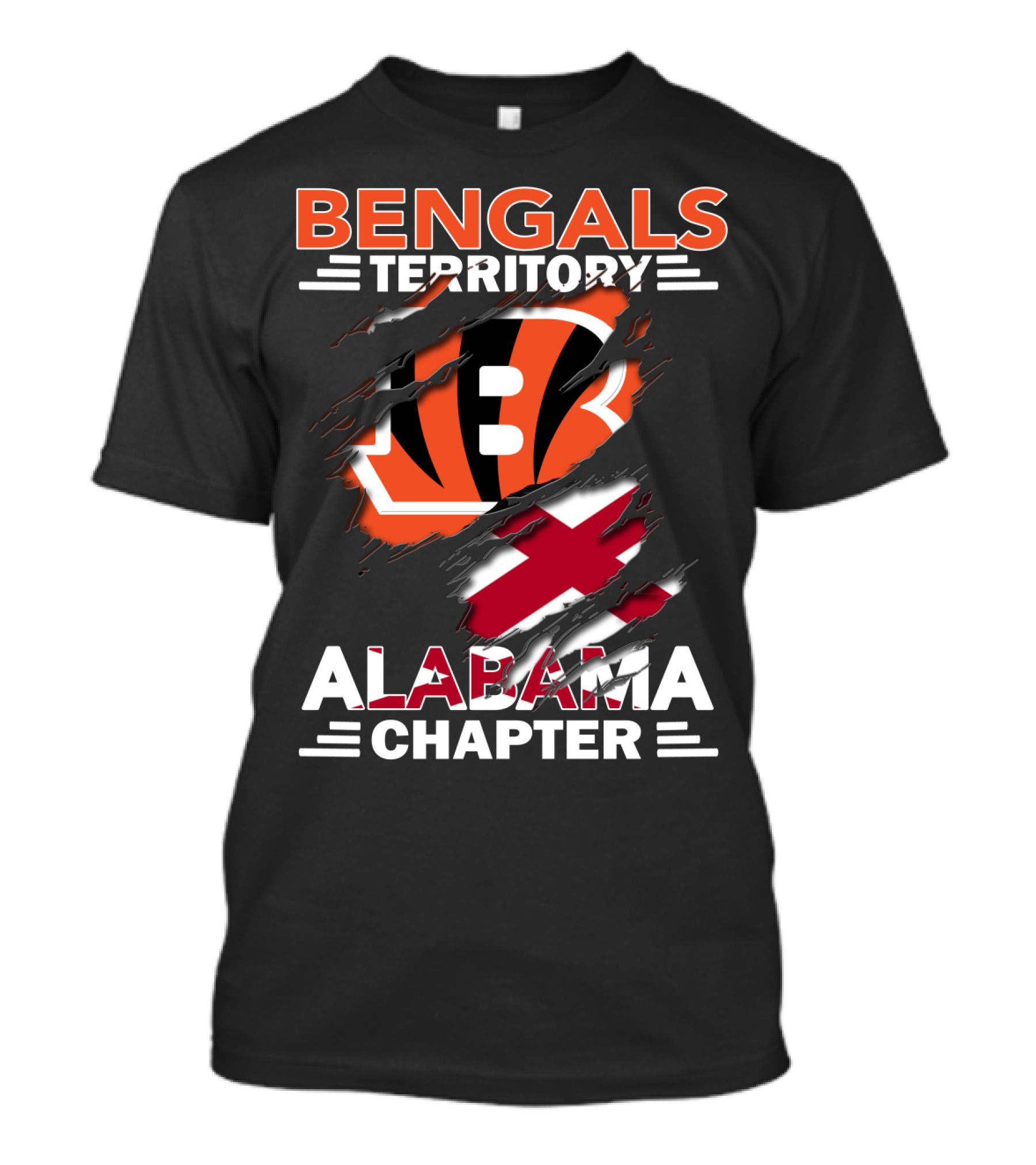 Bengals Territory Alabama Chapter Logo Featuring Torn Flag T-Shirt