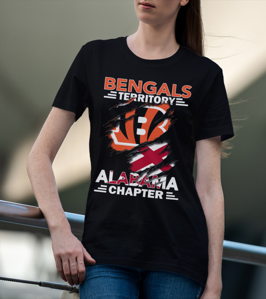 Bengals Territory Alabama Chapter Logo Featuring Torn Flag T-Shirt