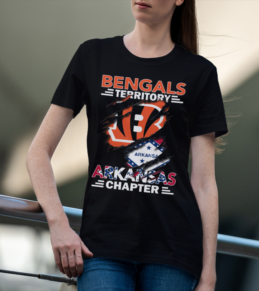 Bengals Territory Arkansas Chapter NFL Fan Logo With State Flag T-Shirt