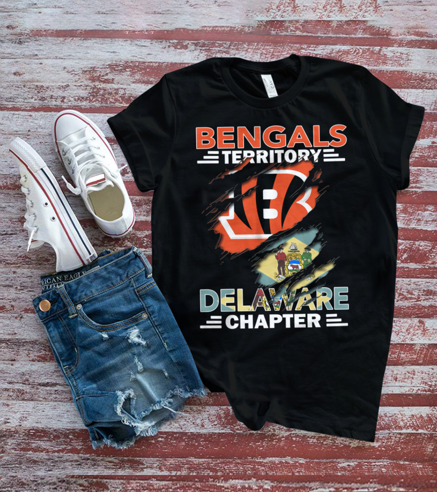 Bengals Territory Delaware Chapter Bengals Logo And Flag T-Shirt