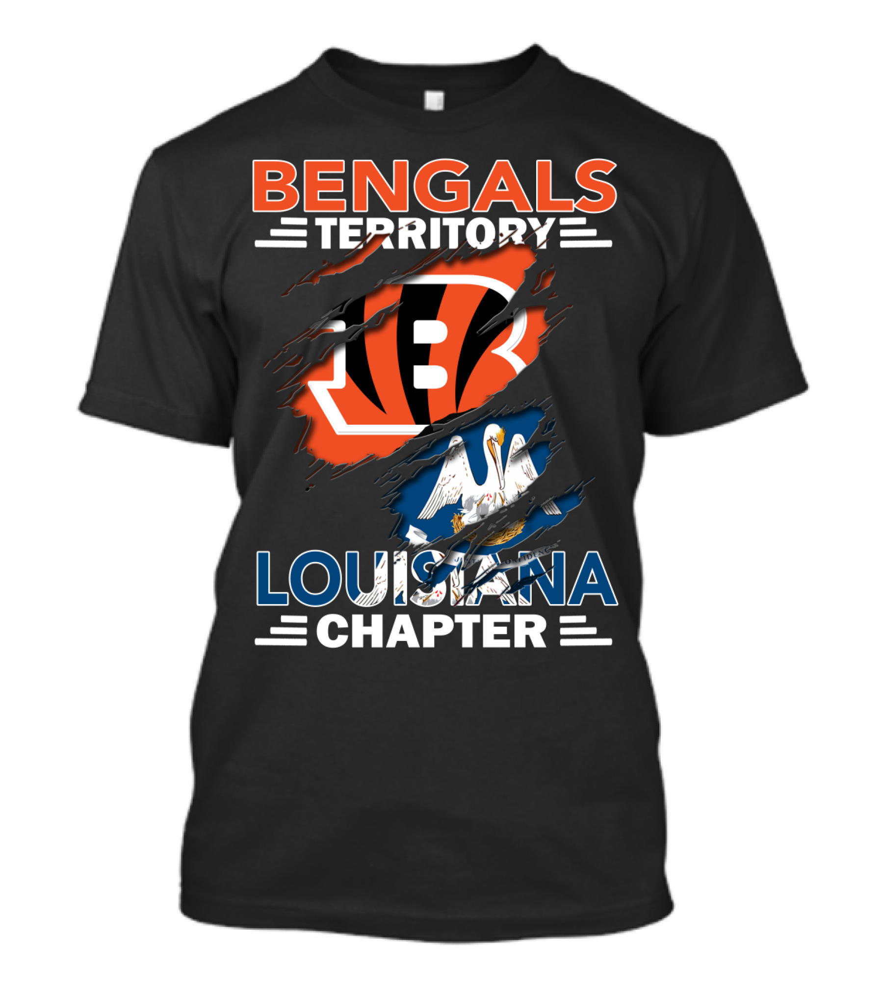 Bengals Territory Louisiana Chapter Torn Logo Pelican T-Shirt