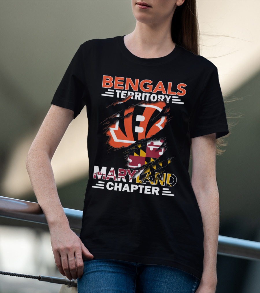 Bengals Territory Maryland Chapter Cincinnati Bengals Logo Maryland Flag T-Shirt