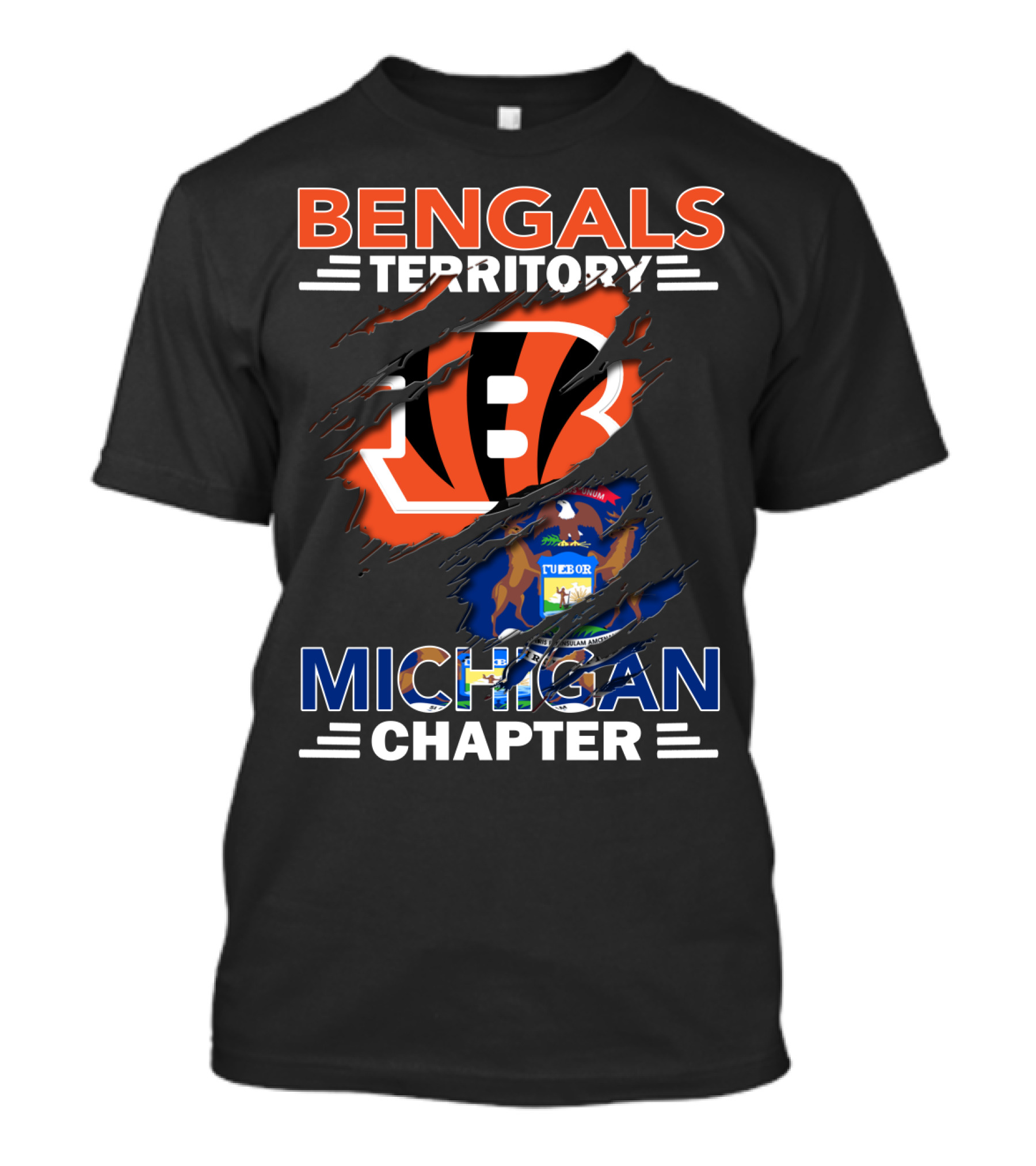 Bengals Territory Michigan Chapter Logo With State Flag Elements T-Shirt