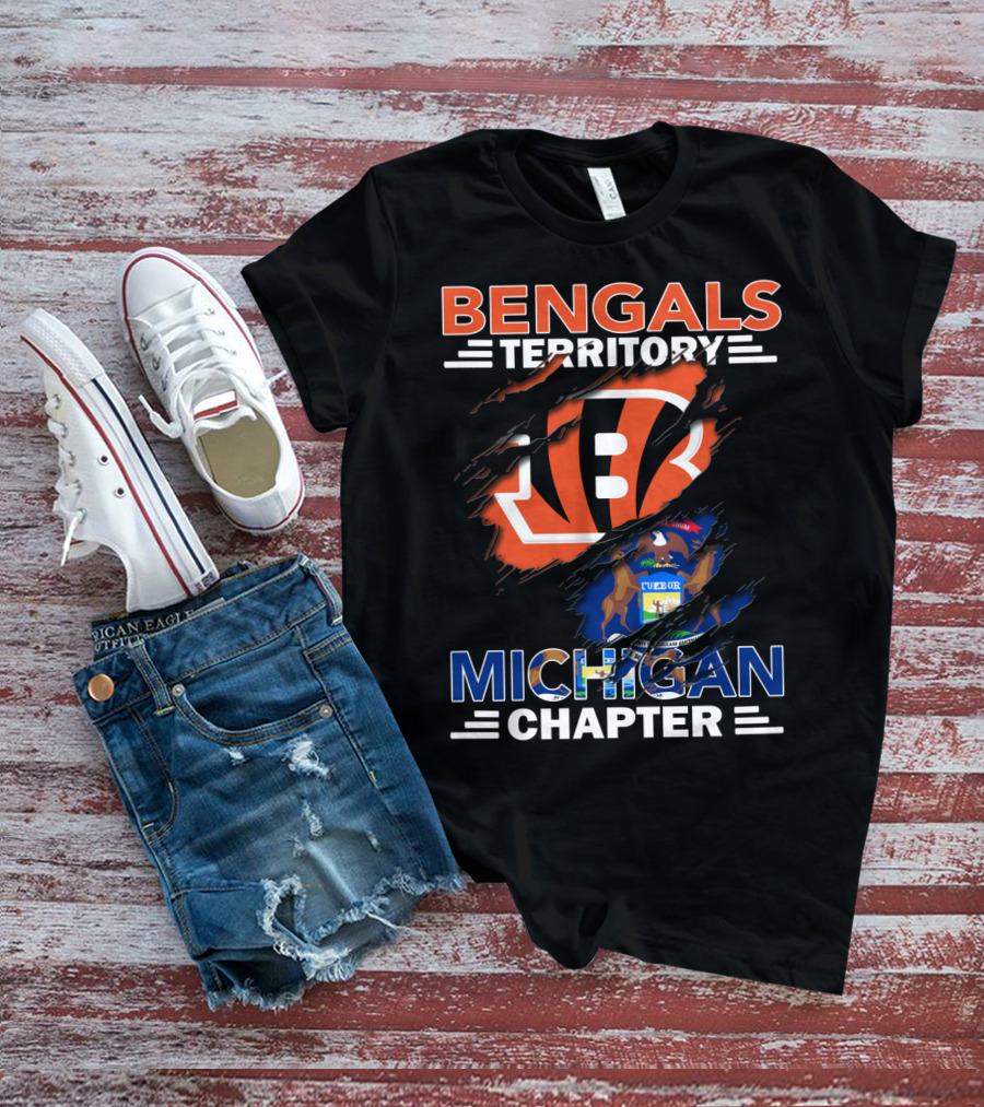 Bengals Territory Michigan Chapter Logo With State Flag Elements T-Shirt