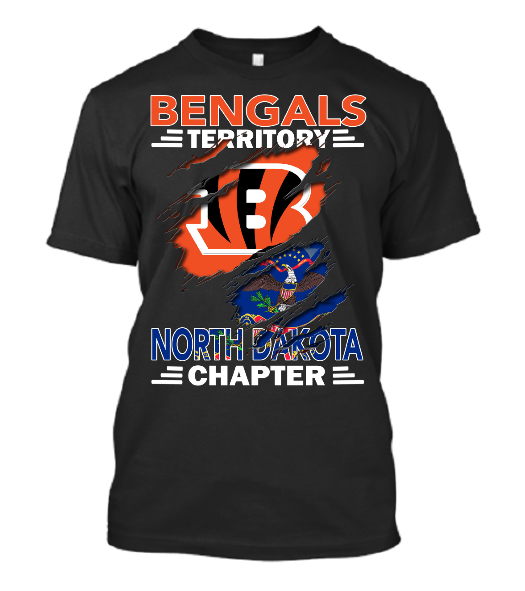Bengals Territory North Dakota Chapter Logo With State Flag And Football Team T-Shirt