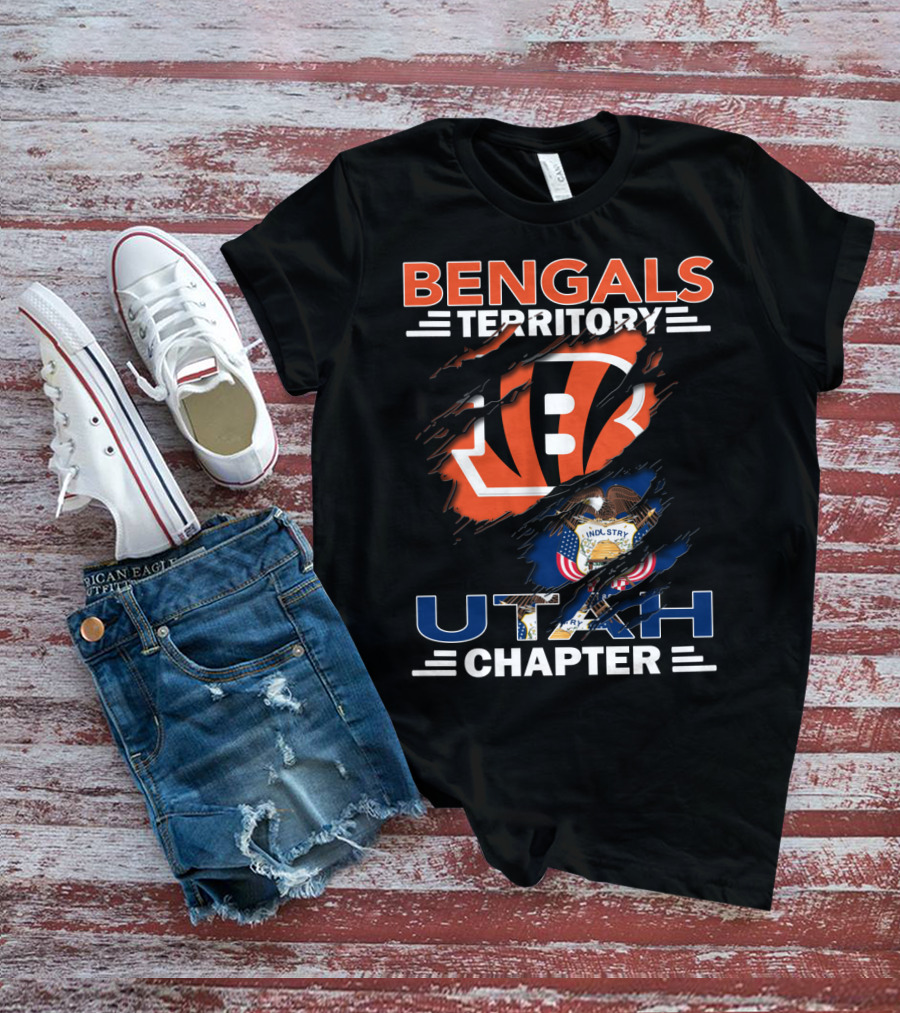 Bengals Territory Utah Chapter Emblem With Cincinnati Logo And Utah State T-Shirt