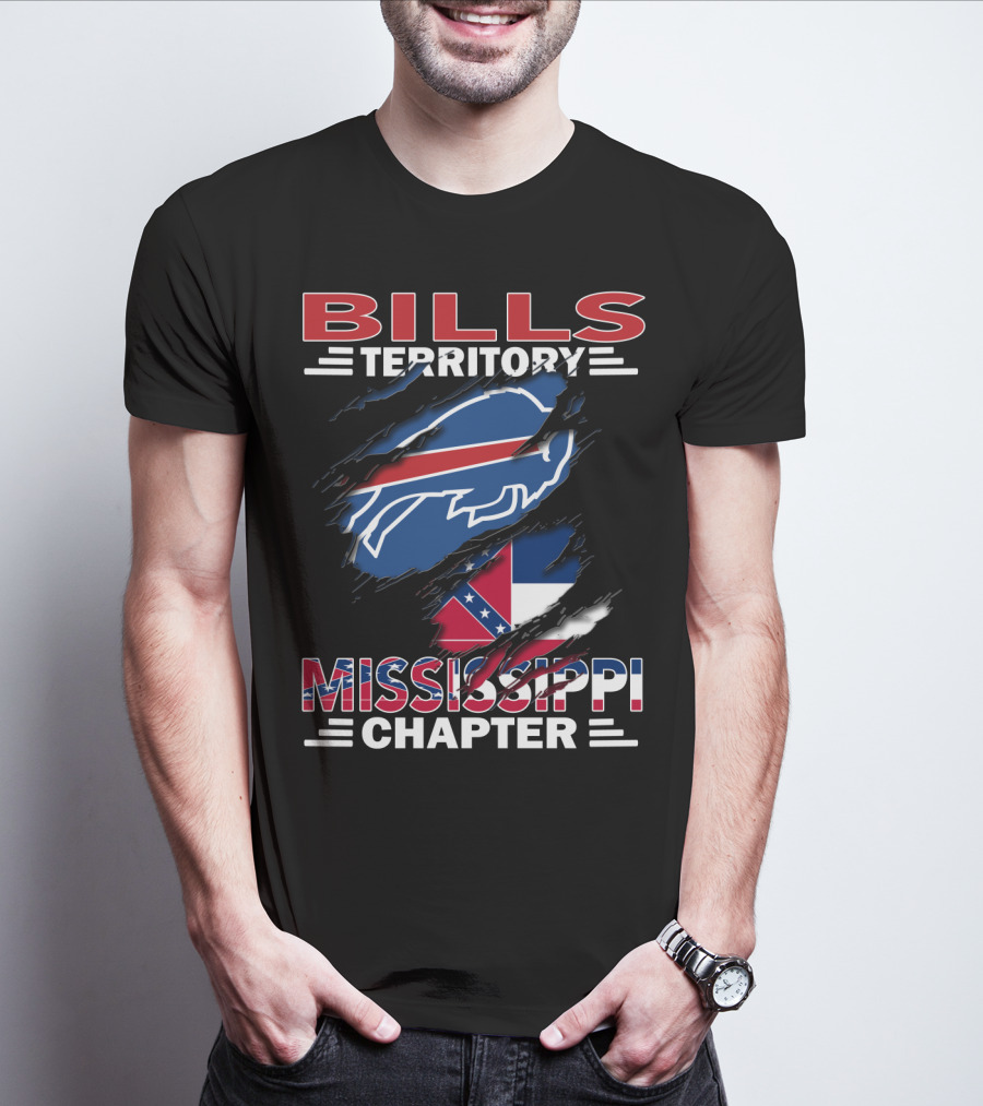 Bills Territory Mississippi Chapter Blue Buffalo Red White Flag T-Shirt