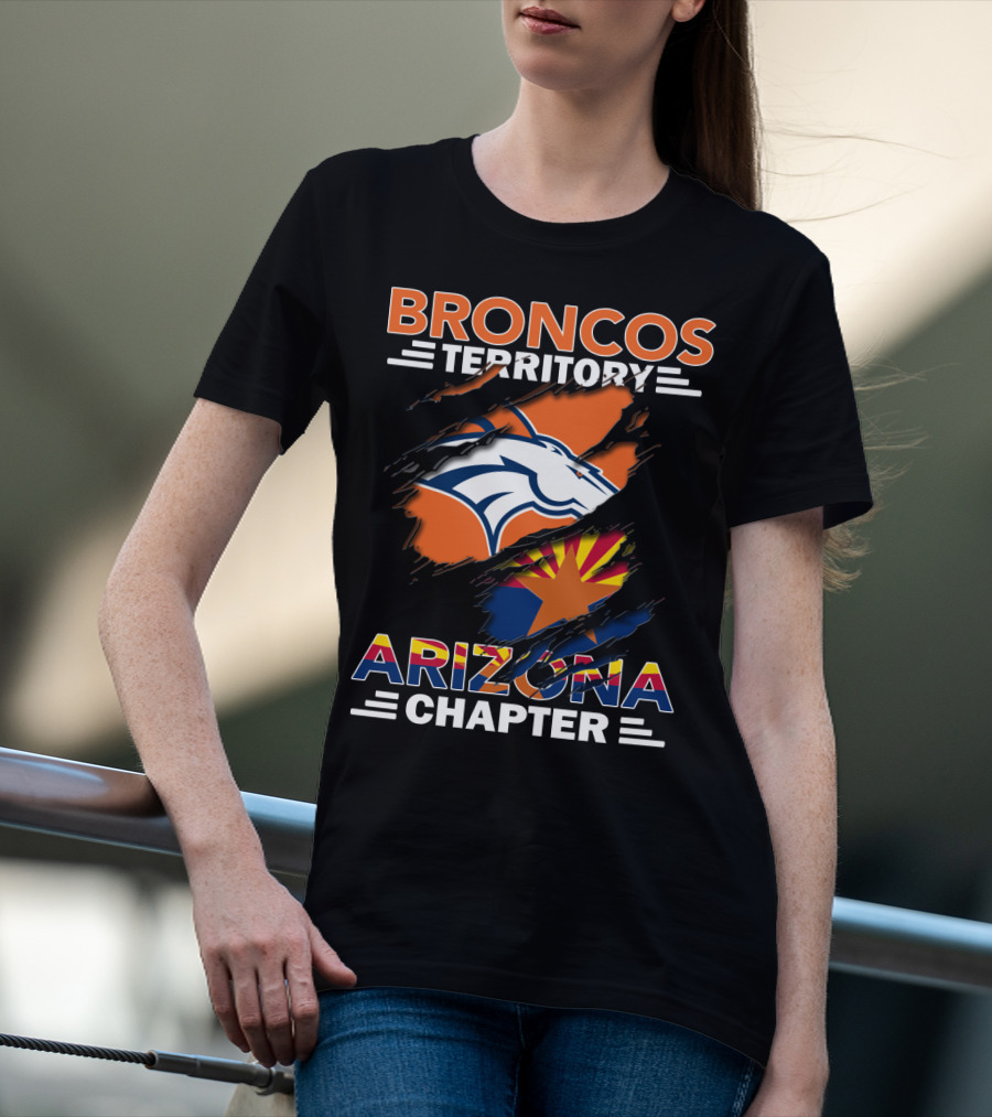 Broncos Territory Arizona Chapter Denver Football Fan Club Logo State Flag T-Shirt