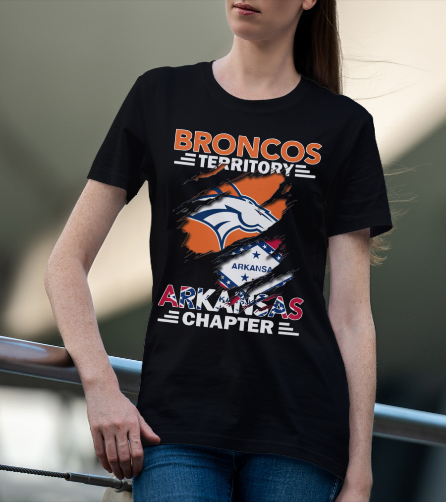 Broncos Territory Arkansas Chapter Logo With Horse And Flag Graphics T-Shirt