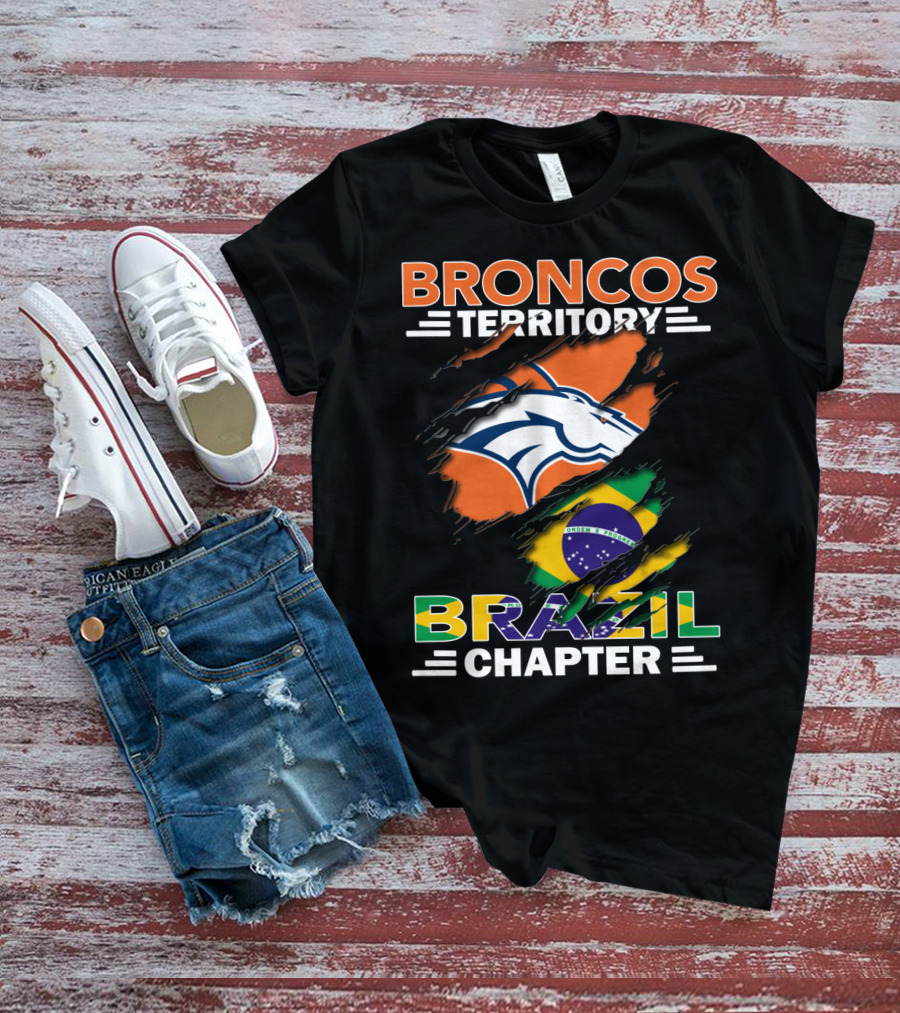 Broncos Territory Brazil Chapter NFL Fan Club Brazilian Flag T-Shirt