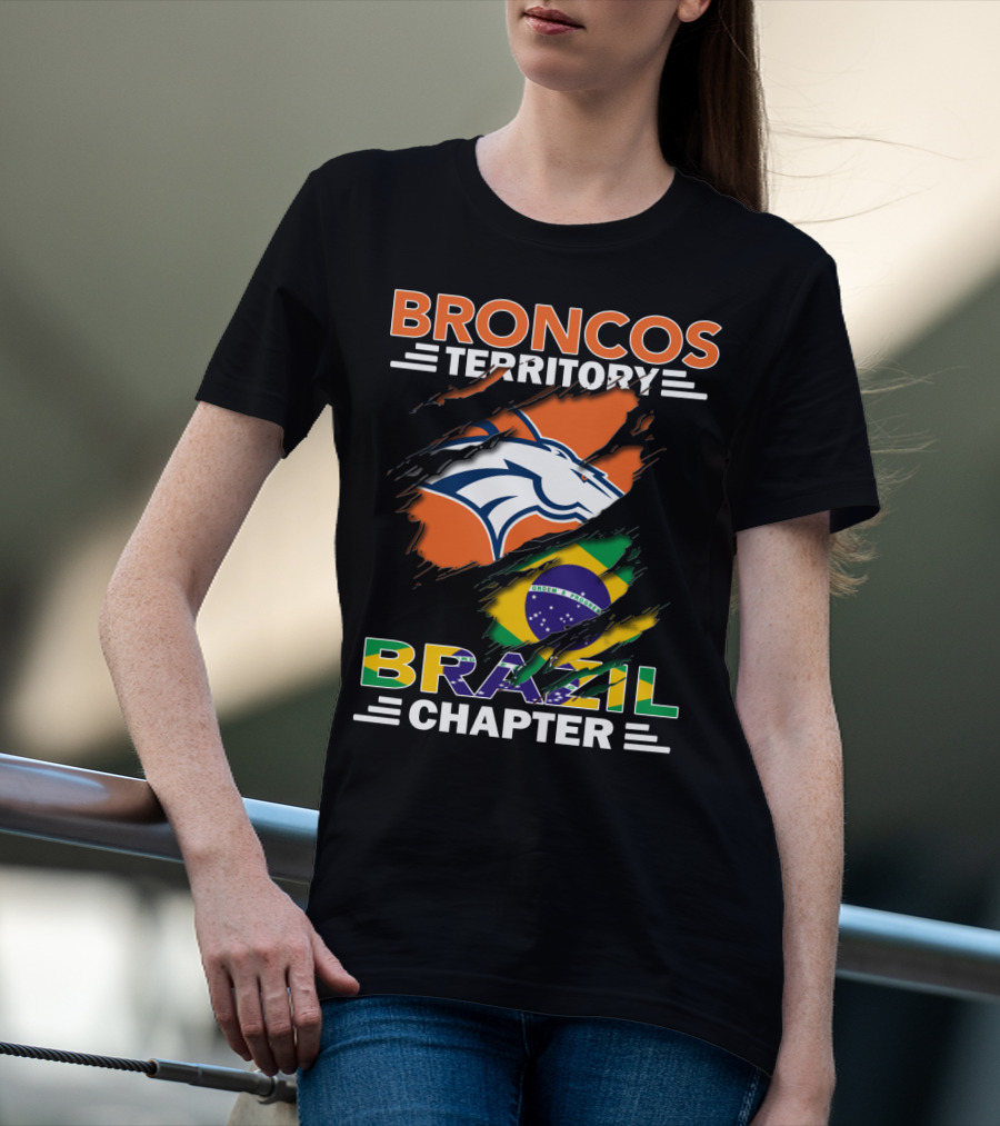 Broncos Territory Brazil Chapter NFL Fan Club Brazilian Flag T-Shirt