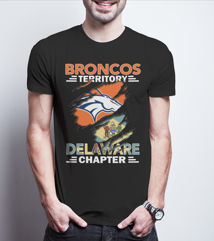 Broncos Territory Delaware Chapter State Flag And Logo Elements T-Shirt