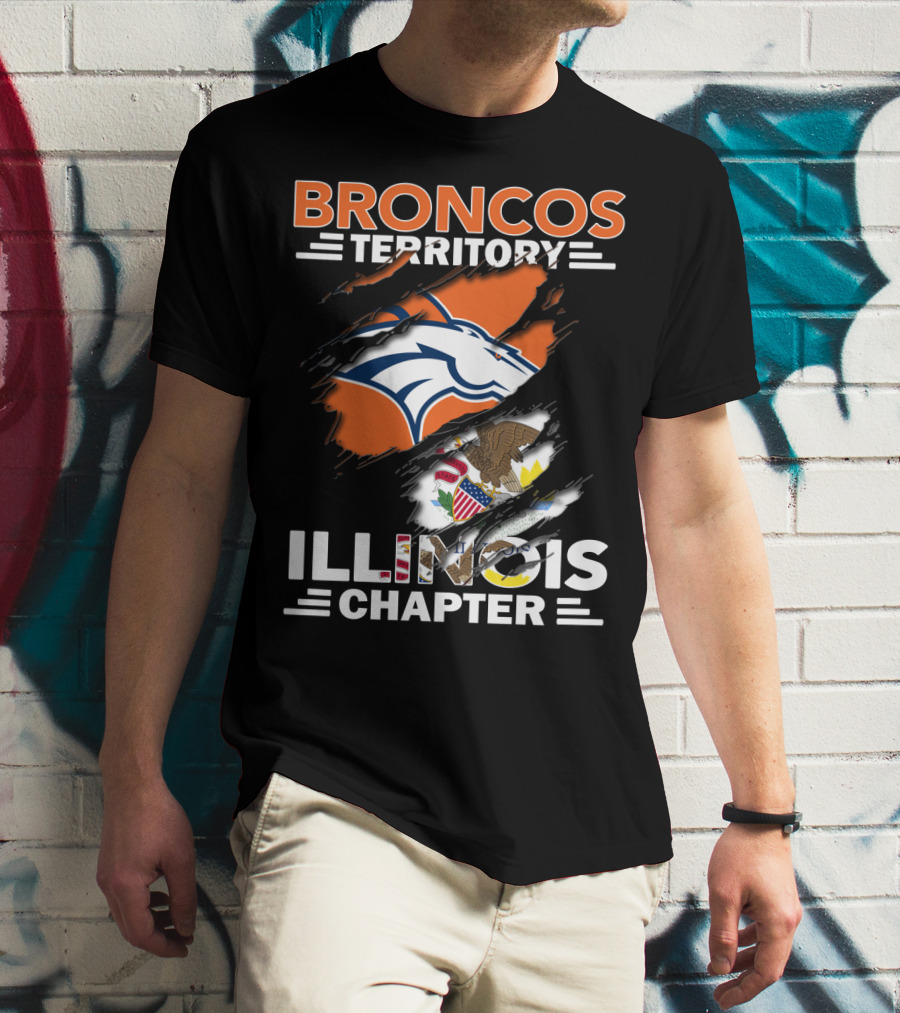 Broncos Territory Illinois Chapter Logo With State Flag And Horse Emblem T-Shirt