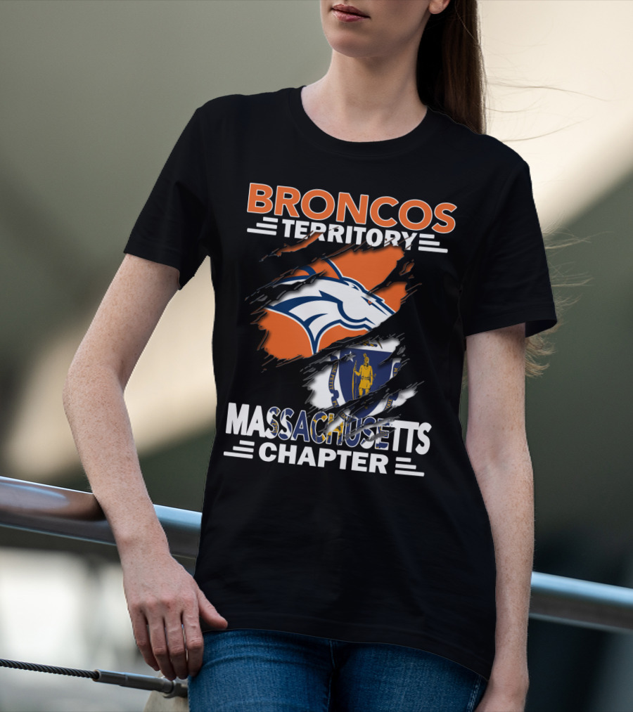 Broncos Territory Massachusetts Chapter Logo And State Flag T-Shirt