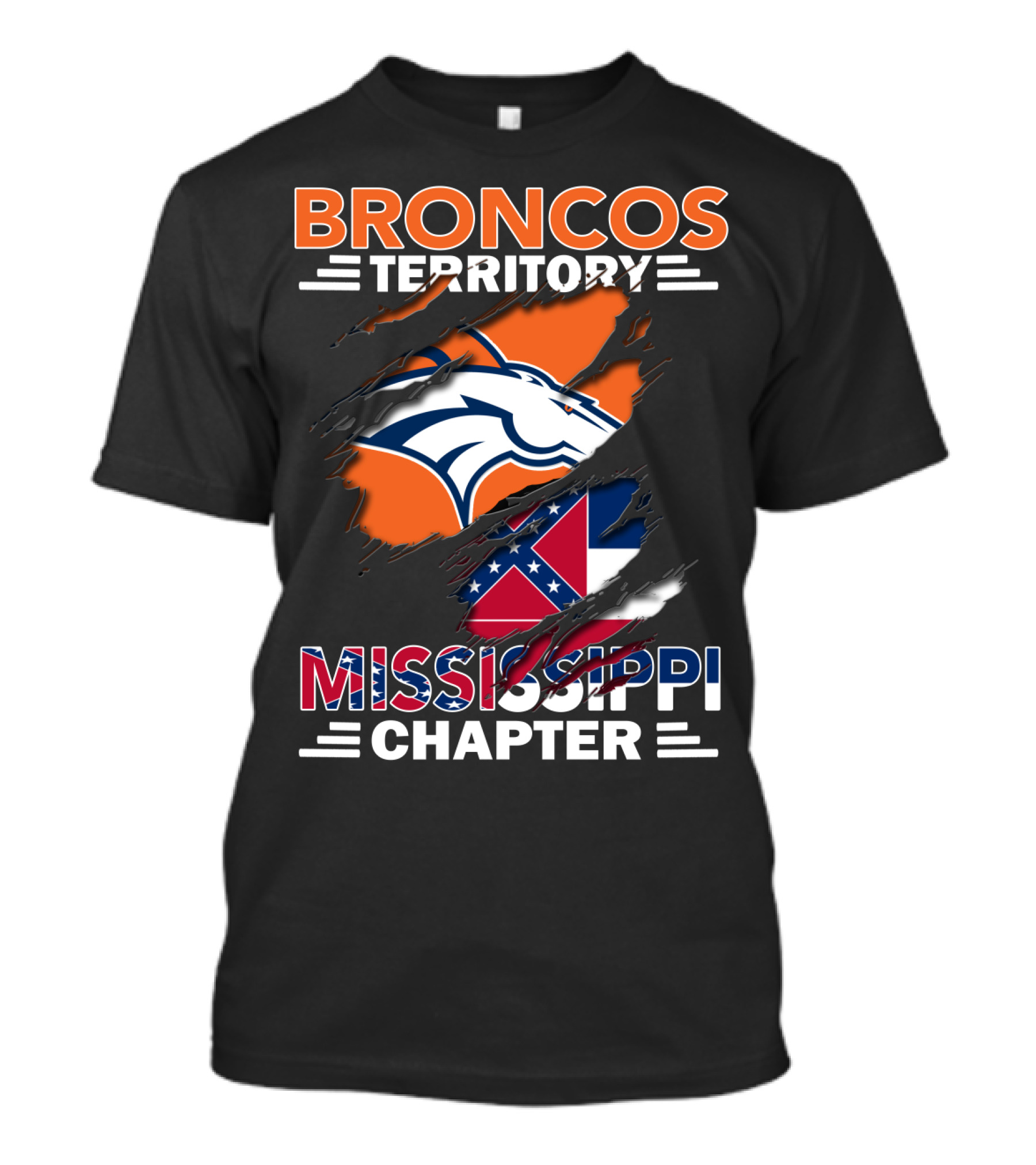 Broncos Territory Mississippi Chapter Mississippi Flag Broncos T-Shirt