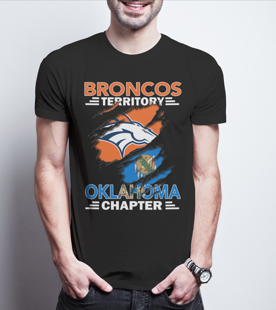 Broncos Territory Oklahoma Chapter NFL Logo And State Flag T-Shirt