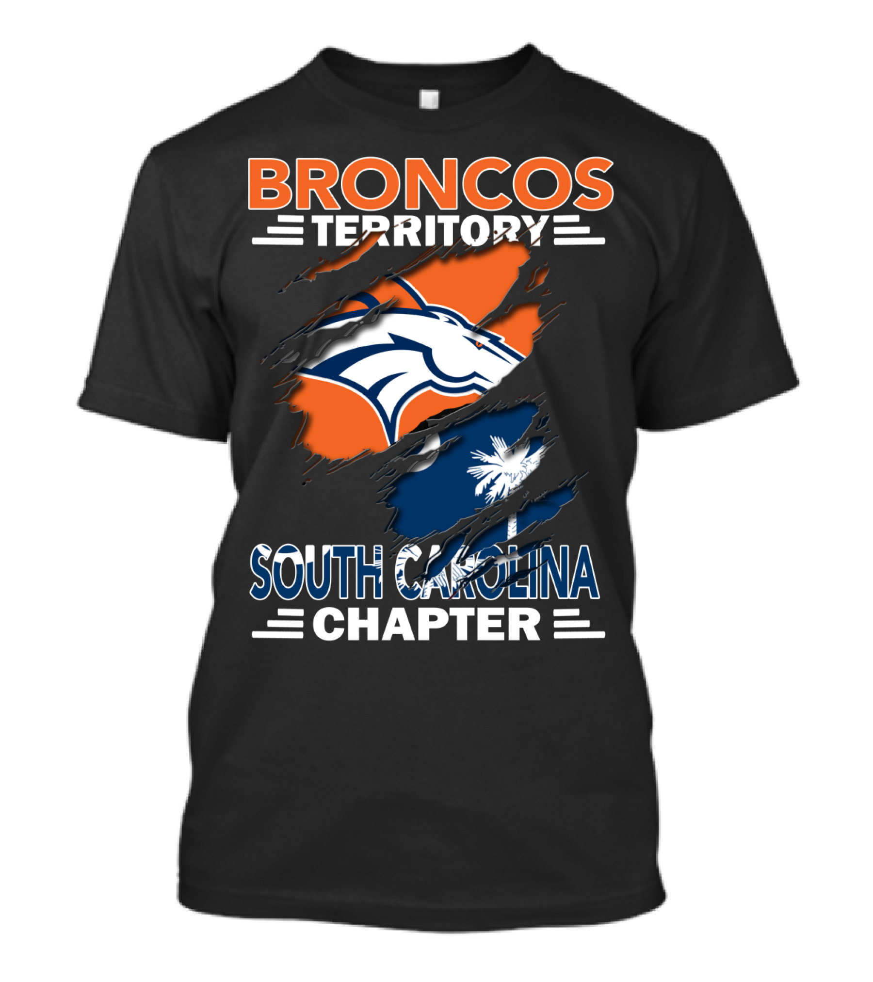 Broncos Territory South Carolina Chapter Logo With Palmetto And Crescent Moon T-Shirt