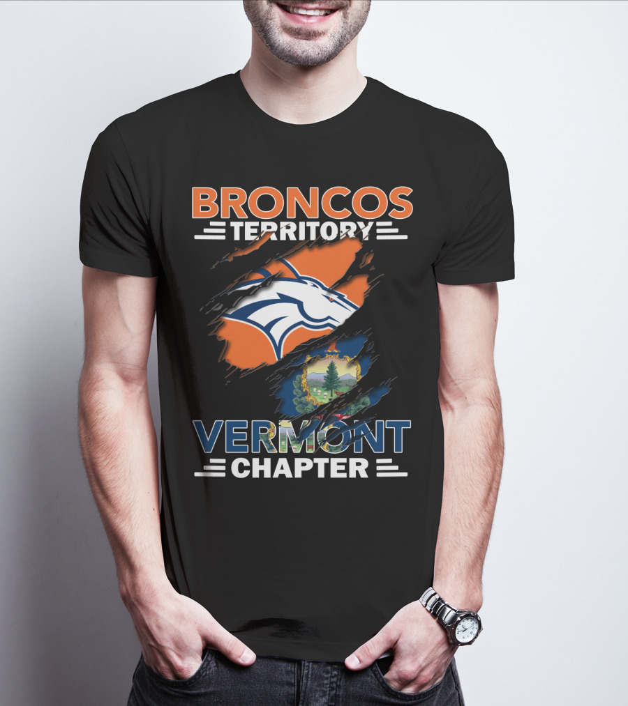 Broncos Territory Vermont Chapter Logo And Vermont Flag Integration T-Shirt