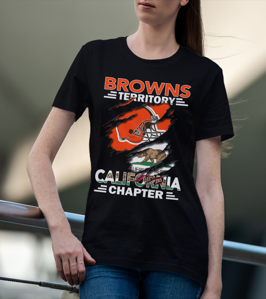 Browns Territory California Chapter Football Helmet Bear Flag Graphics T-Shirt