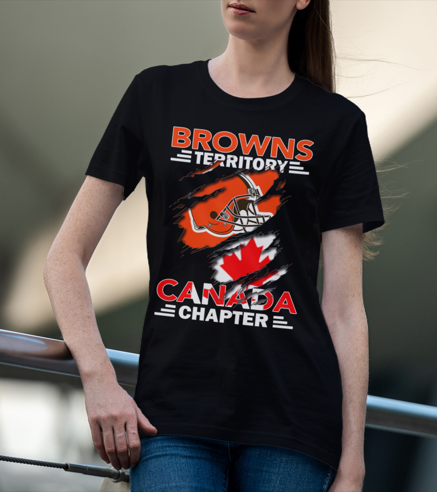 Browns Territory Canada Chapter Helmet And Maple Leaf T-Shirt